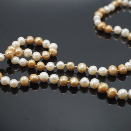 Chuỗi Ngọc Trai 8Mm Dáng Dài Kết Hợp Màu Trắng, Nâu Mã T16.008