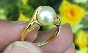 nhẫn vàng trơn ngọc trai