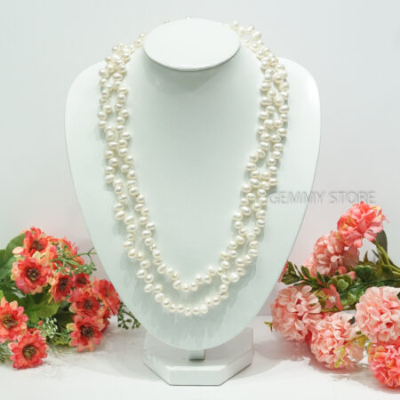 Chuỗi ngọc trai dài loại hạt giọt nước đan so le T19.157