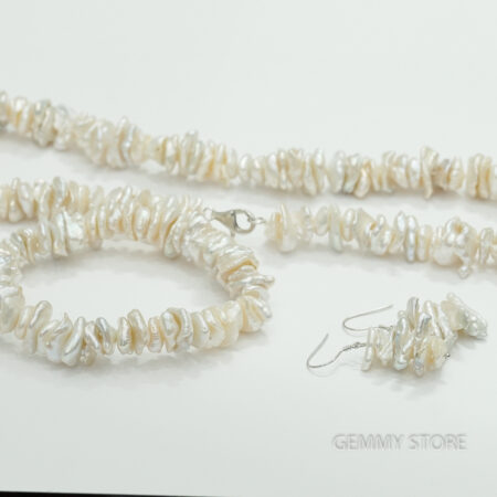 Keshi Pearl Jewelry Set, including Necklace, Bracelet, and Earrings BT063