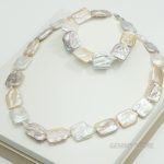 Set of Pearls Including Necklace and Bracelet with Large-Sized Irregular Multi-Colored Pearls BT062