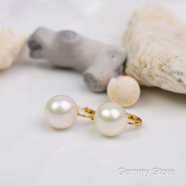 Bông tai ngọc trai nước ngọt Freshwater pearl size to Vàng 10k