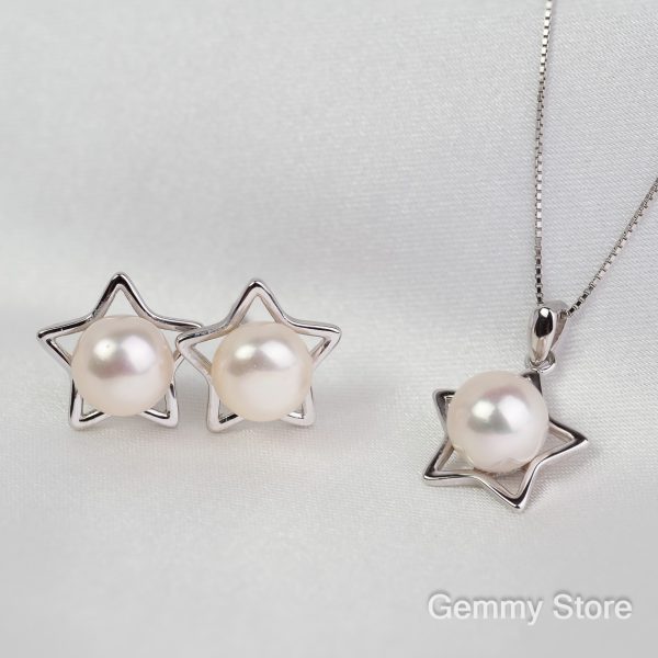 Bộ trang sức ngọc trai gắn bạc viền ngôi sao BT174 | Gemmy Store