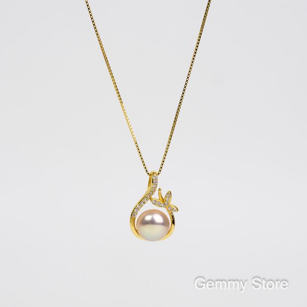 Dây chuyền ngọc trai hồng bạc xi vàng nữ tính T23.126 | Gemmy Store