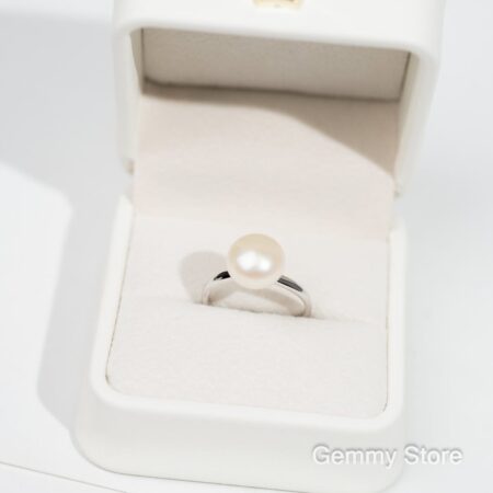 Nhẫn ngọc trai viền bạc tròn trơn T24062