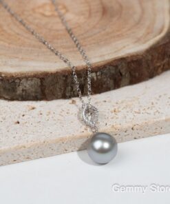 White gold leaf pendant with tahitian sea pearl WS0128.167