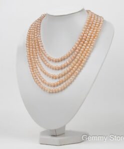 Vòng Cổ Ngọc Trai Hồng 5 Tầng T24082