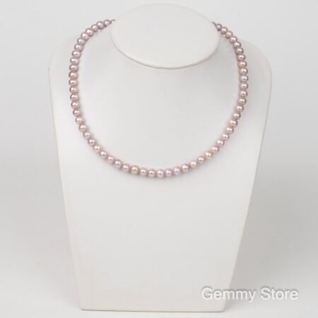 Beautiful round pearl necklace 6mm purple T24166