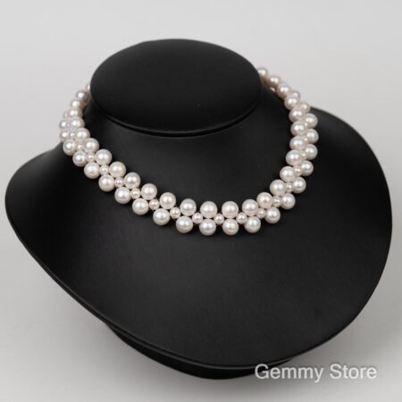 Delicate woven pearl necklace T24150