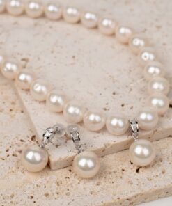 Bộ trang sức ngọc trai 9m xà cừ đanh bóng BT226