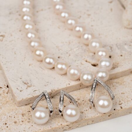 Bộ trang sức ngọc trai cao cấp mix mặt dây và bông tai cùng bộ BT225