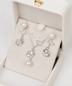 Bộ trang sức bạc gắn ngọc trai trẻ trung, nữ tính BT230