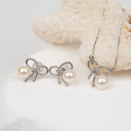 Bộ trang sức bạc nơ gắn ngọc trai trẻ trung BT234