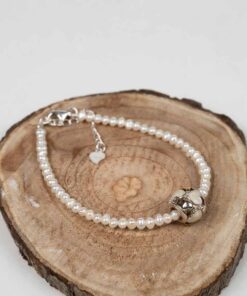 Lắc tay ngọc trai nhỏ kết hợp charm và khóa bạc BC1006