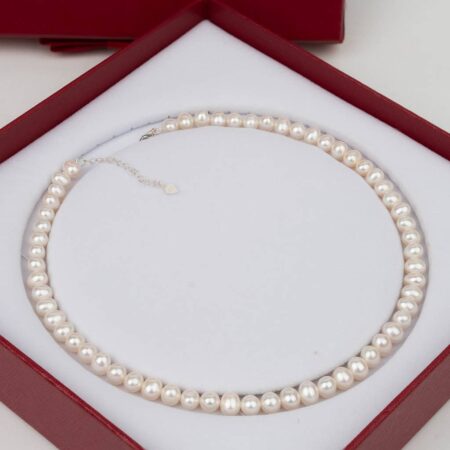 Beautiful shiny egg shaped pearl necklace T24232