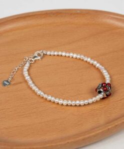 Vòng tay ngọc trai nhỏ kết hợp charm và khóa bạc BC1005