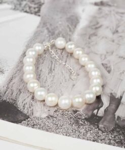 Lắc tay ngọc trai tròn trắng với khóa bạc BC1002