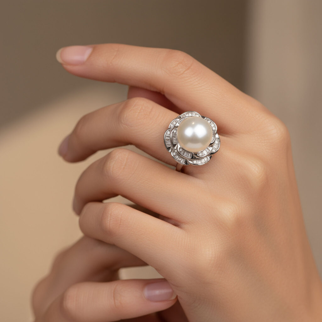 Gorgeous Rose Petal Round Pearl Ring T24217 - Image 2