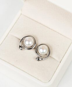 Bông tai ngọc trai viền bạc rắn SE1019