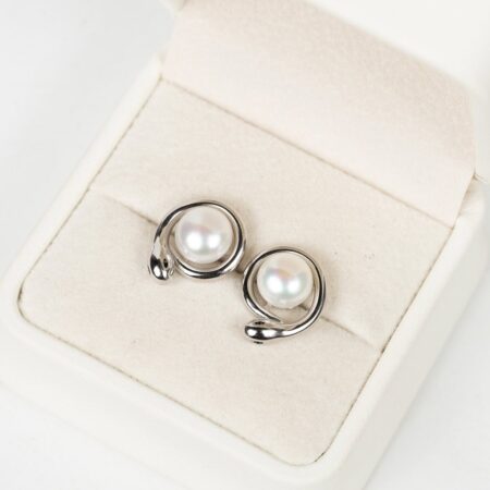 Bông tai ngọc trai viền bạc rắn SE1019