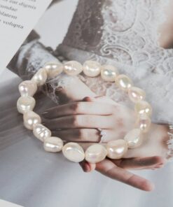 Vòng tay ngọc trai dị hình trắng BE1005