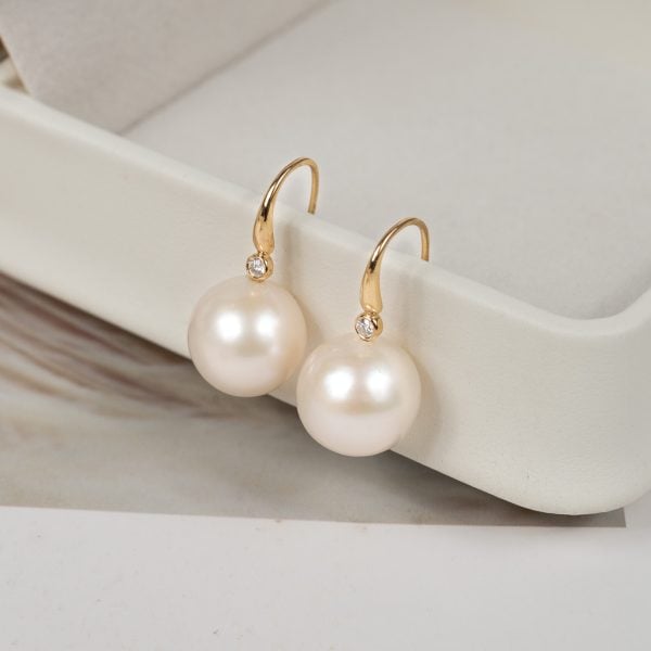 Bông tai ngọc trai móc câu dáng thả kết hợp vàng 18k GF0213.233