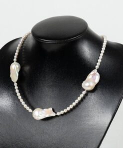 Small Pearl Necklace with 3 Baroque Pearls NE1018