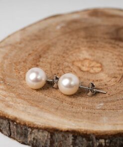 Bông Tai Ngọc Trai Nụ Trắng Size 8 Ly Tròn Bạc S925 SE1027