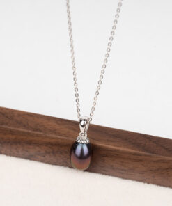 Dây Chuyền Bạc Ngọc Trai Nước Ngọt Đen Giọt Nước SP1017