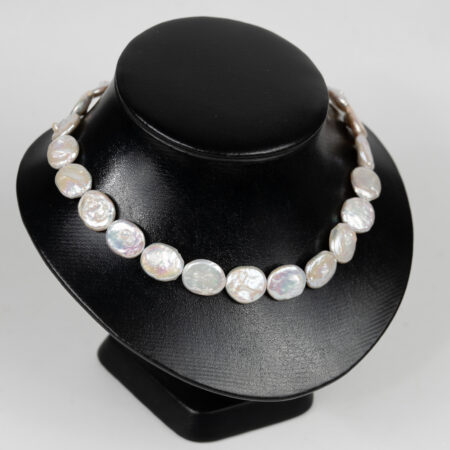 White Baroque Coin Pearl Necklace NE1028