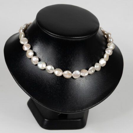 White Baroque Coin Pearl Necklace NE1024