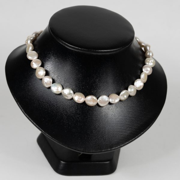 Vòng Ngọc Trai Dị Baroque Trắng Đồng Xu NE1024