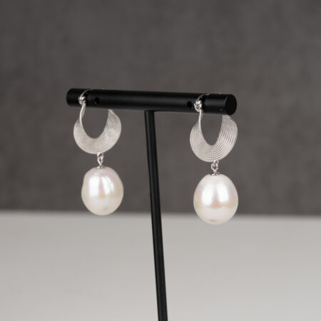 Bông Tai Ngọc Trai Trắng Baroque 11-12 ly Dáng Thả