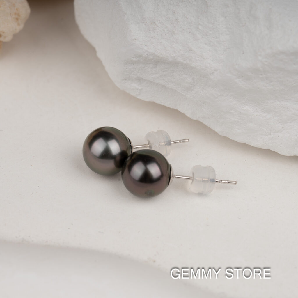 18K White Gold Tahitian Stud Earrings WS0625.234 - Image 2