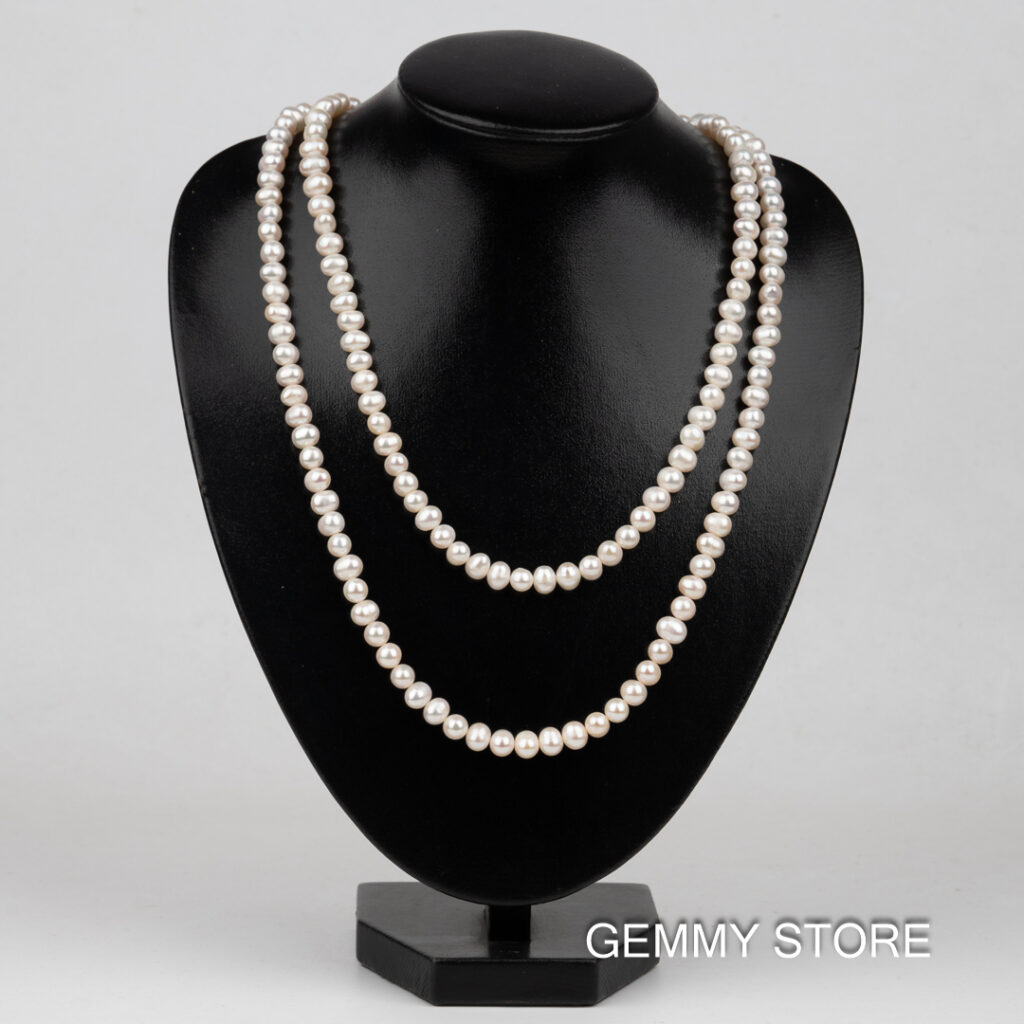 7-8mm White Pearl Long Necklace NE1035 - Image 2