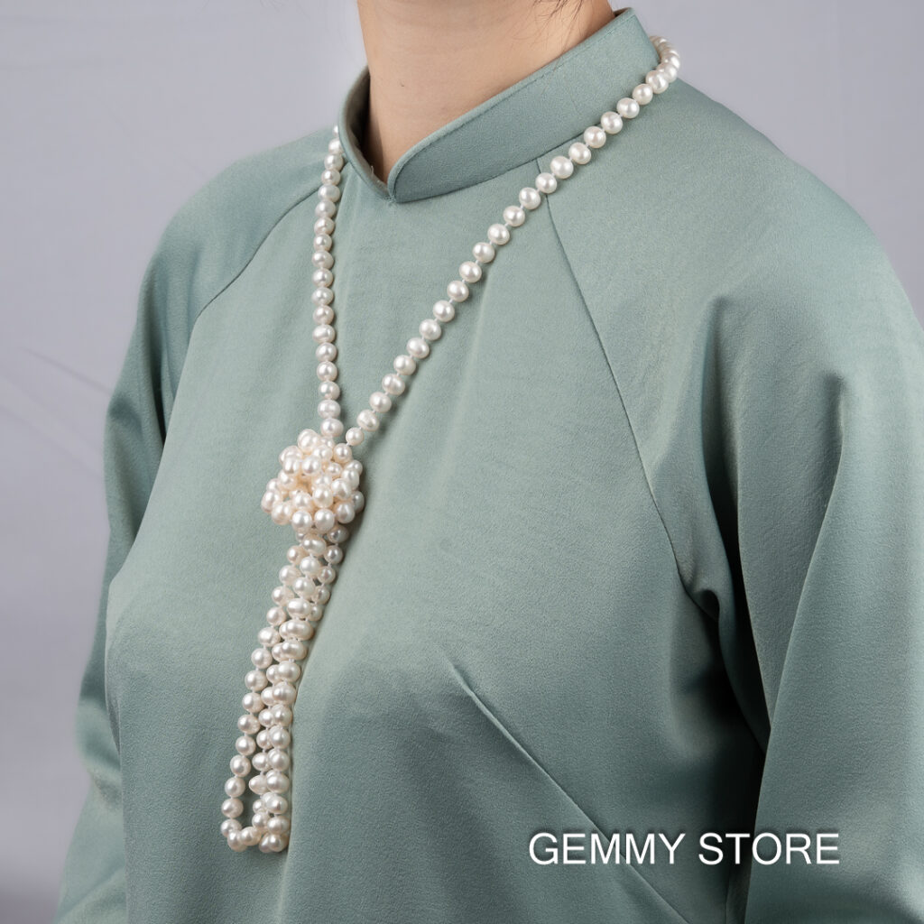7-8mm White Pearl Long Necklace NE1035 - Image 6