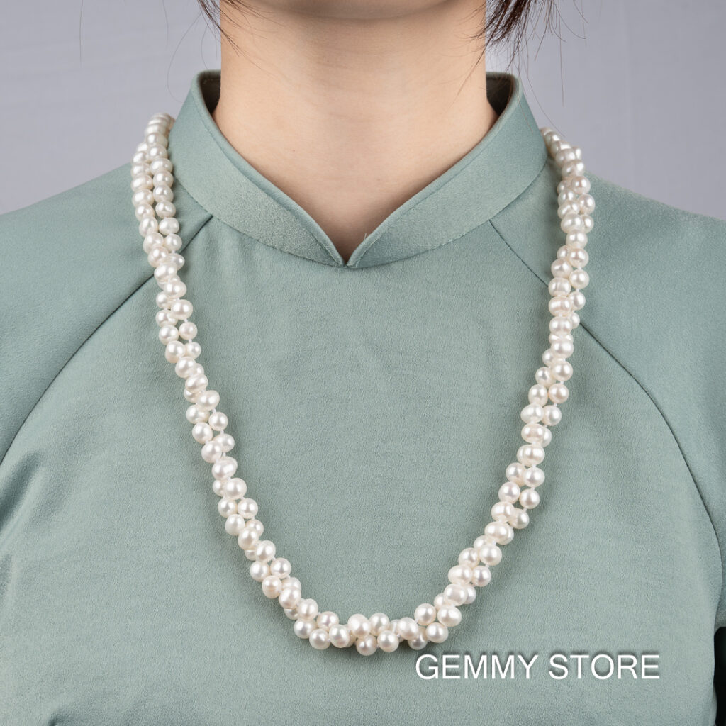 7-8mm White Pearl Long Necklace NE1035 - Image 5