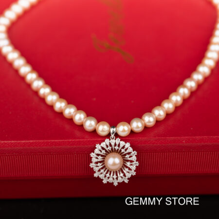 Vòng Cổ Ngọc Trai Tím Có Mặt Ngọc Trai Kết Hợp Bạc NP1039