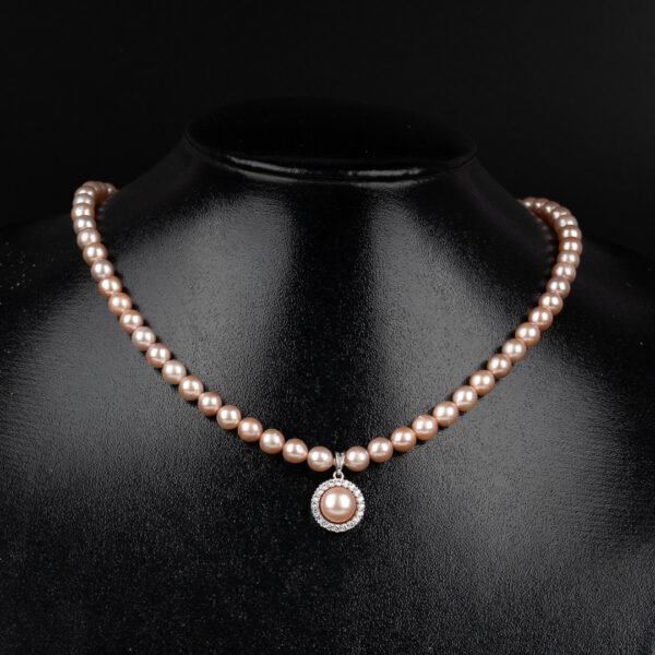 Purple Pearl Necklace With Pearl Pendant Combined With Silver NP1041