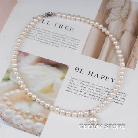 Vòng Cổ Ngọc Trai Trắng Hạt Đẹp Có Mặt NP1044