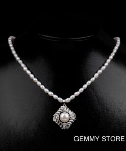 Vòng Ngọc Trai Giọt Nước Trắng Mặt Bạc Vuông NP1045