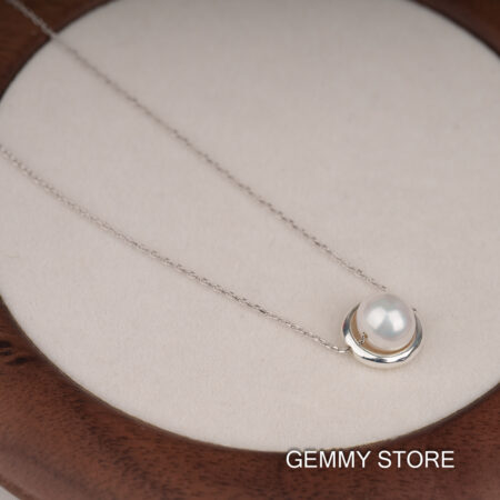 Dây Chuyền Xuyên Ngọc Trai Viền Bạc SP1019