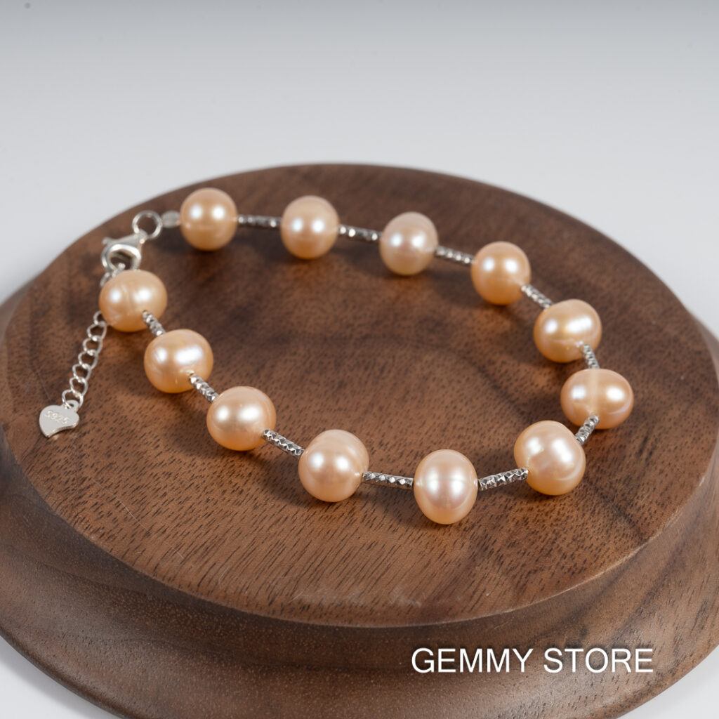 Pink Pearl Bracelet with Beads and Silver Bar BC1022 - Image 4