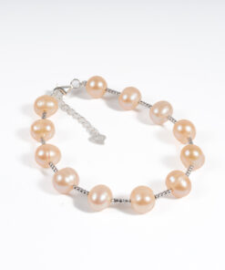 Lắc Tay Ngọc Trai Hồng Cách Hạt Kết Hợp Thanh Bạc BC1022