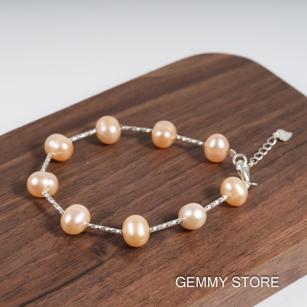 Pink Pearl Bracelet with Beads and Silver Bar BC1023 - Image 4