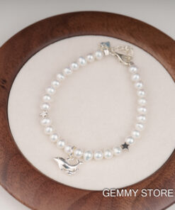 Lắc Tay Ngọc Trai Trắng Cá Heo S925 BC1020