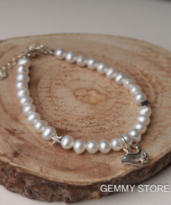 Lắc Tay Ngọc Trai Trắng Cá Heo S925 BC1020