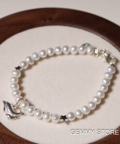 Lắc Tay Ngọc Trai Trắng Cá Heo S925 BC1020