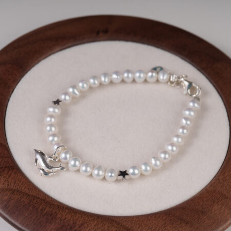 Lắc Tay Ngọc Trai Trắng Cá Heo S925 BC1020