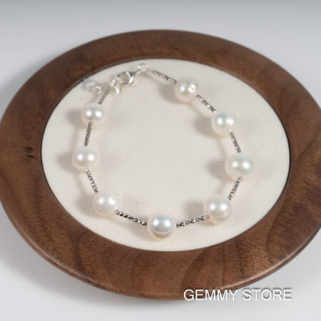 Lắc Tay Ngọc Trai Trắng Cách Hạt Kết Hợp Bạc BC1021